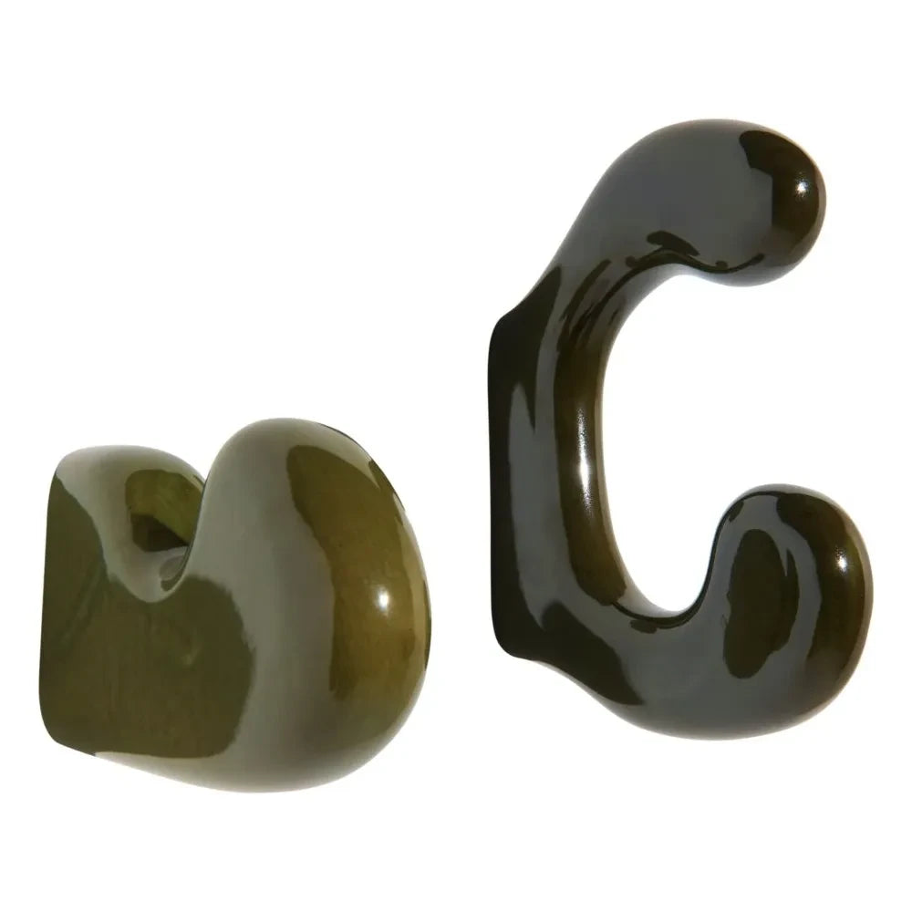 Petite friture - Klump Keramik-Wandhaken - 2er-Set | Grün
