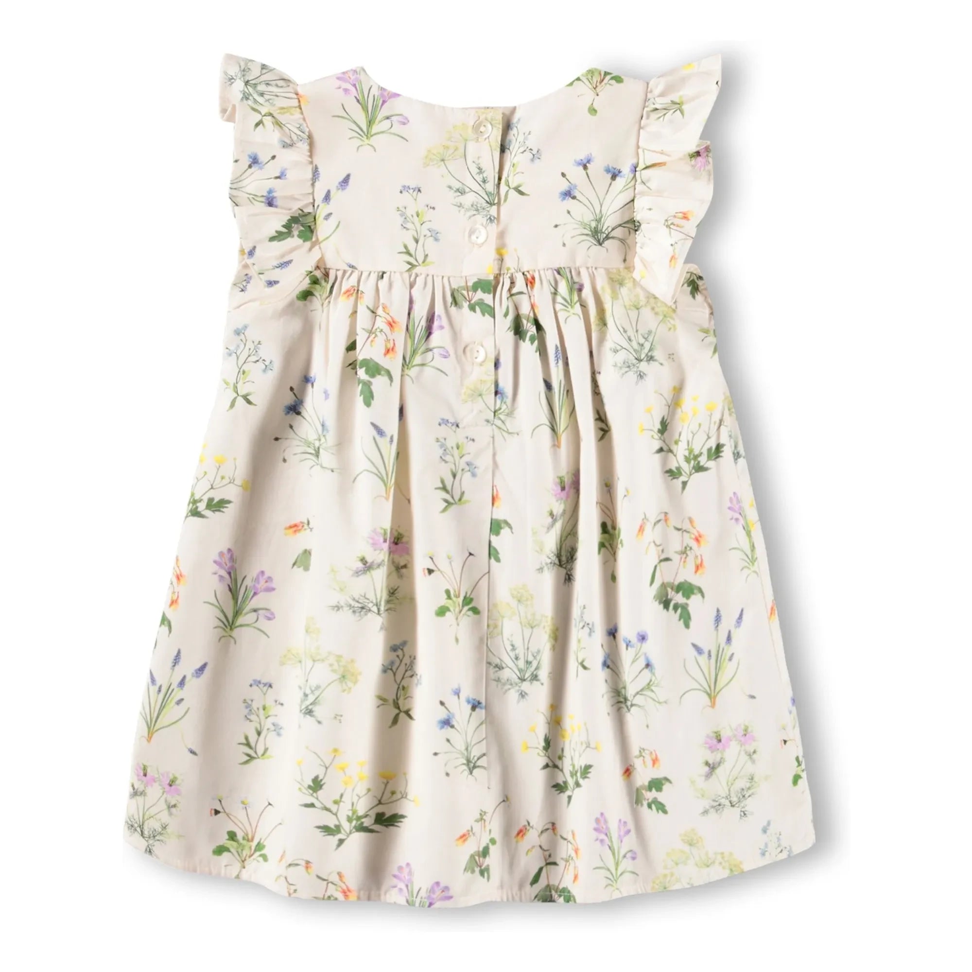 Molo - Cacao Fleurie Bio-Baumwollkleid mit Rüschen | Ecru