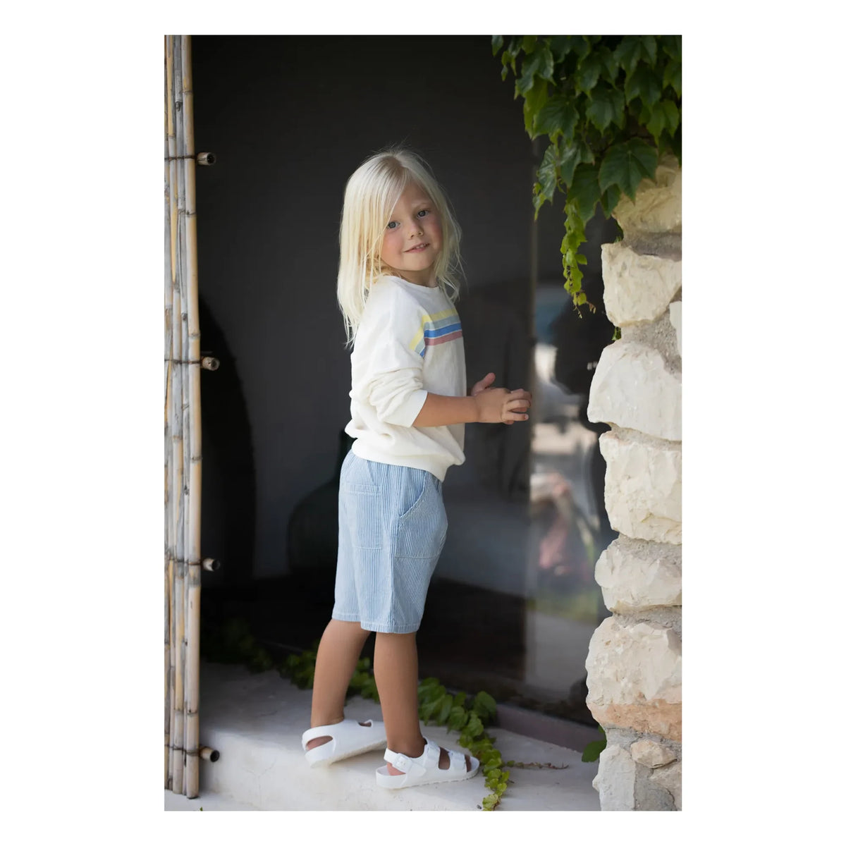 1+ in the family - Santanyi Gestreiftes Frottee-Sweatshirt | Weiß