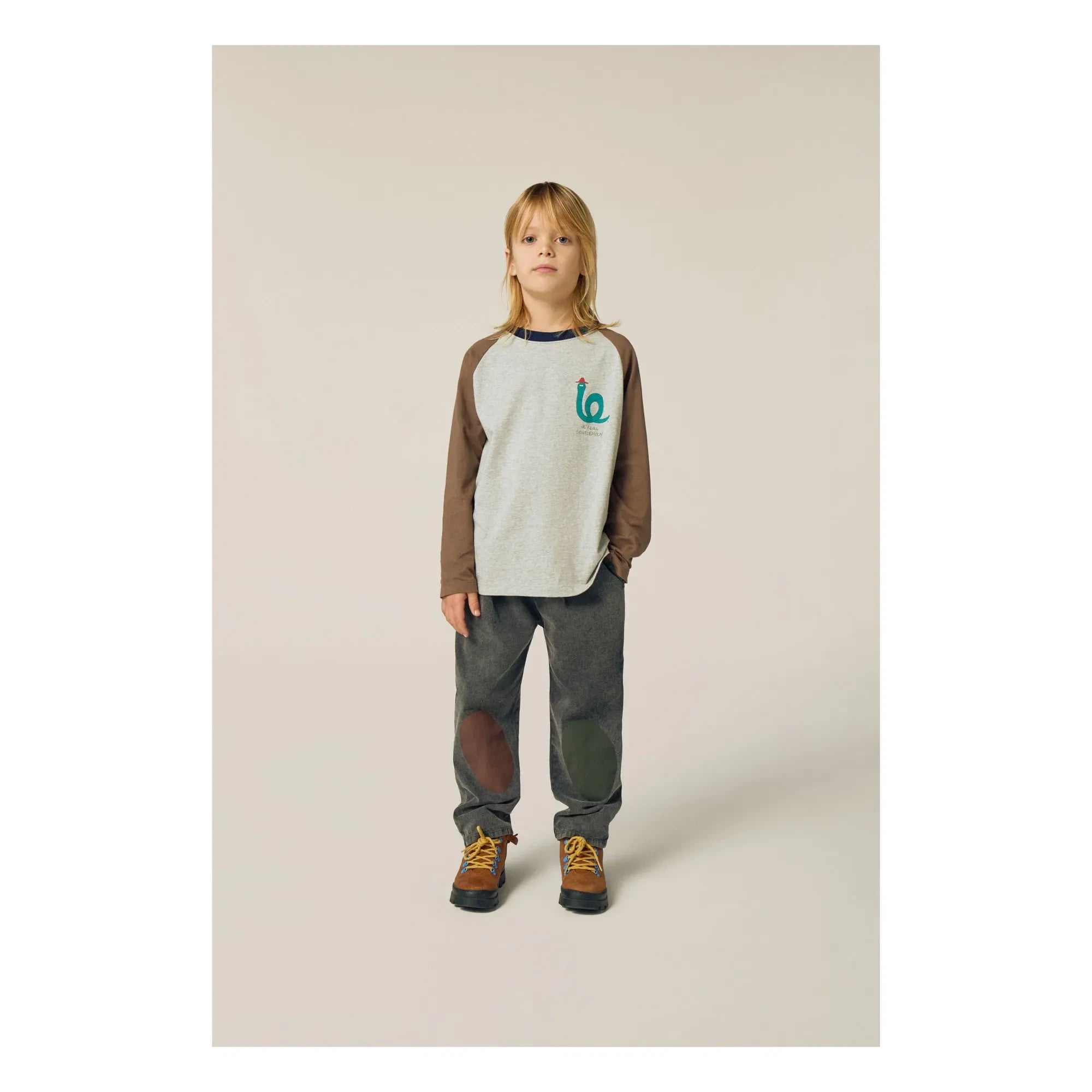 The Campamento - Renk Bloklu Yılan Tişört | Gri Melanj
