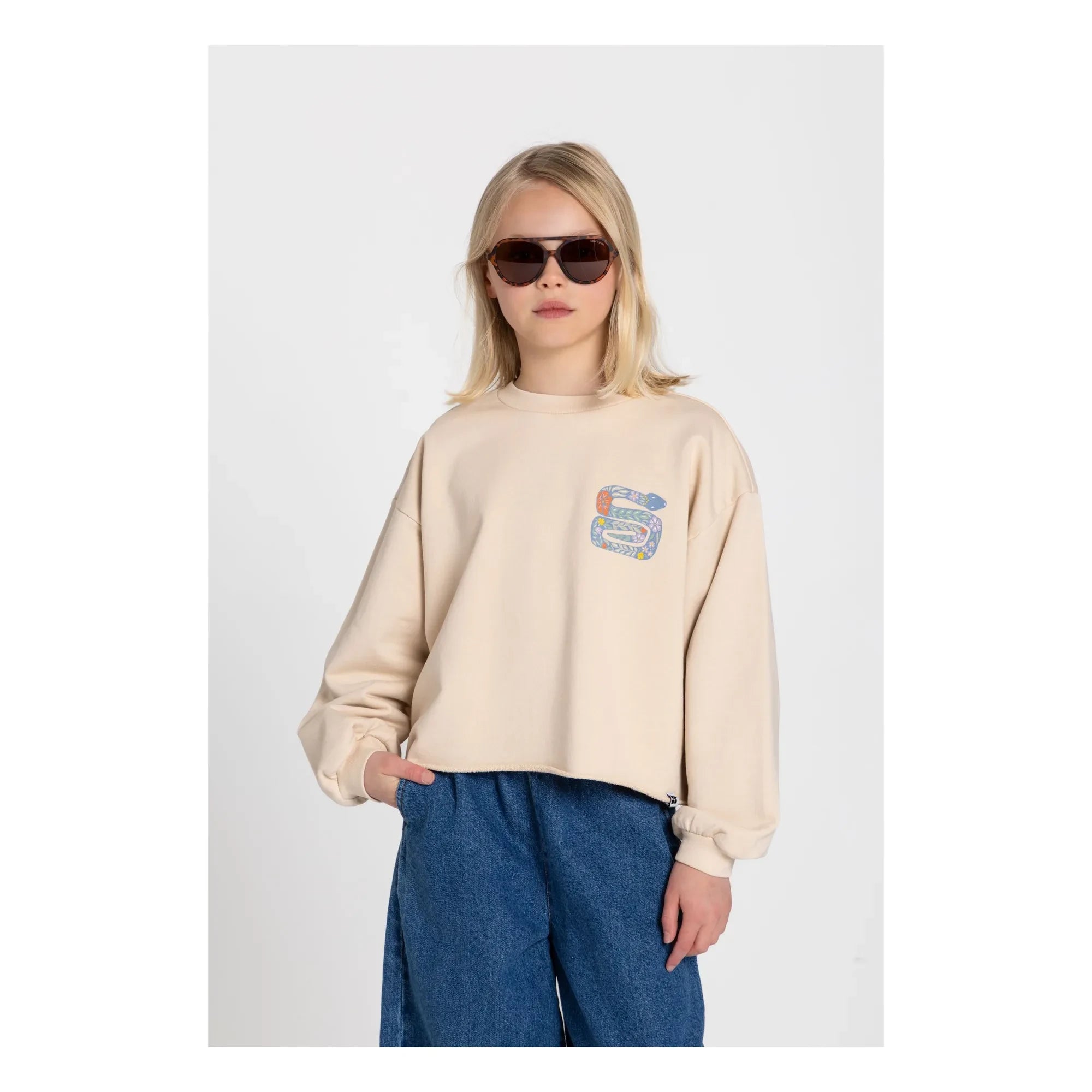 Hundred Pieces - Belmont Snake Sweat Organik Pamuk | Krem