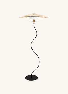 Honoré - Kaa Metall- und Raffia-Bodenlampe | Schwarz
