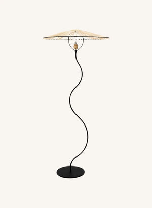 Honoré - Kaa Metall- und Raffia-Bodenlampe | Schwarz