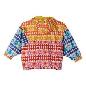 Fabula - Damier Fleurs Windjacke | Orange