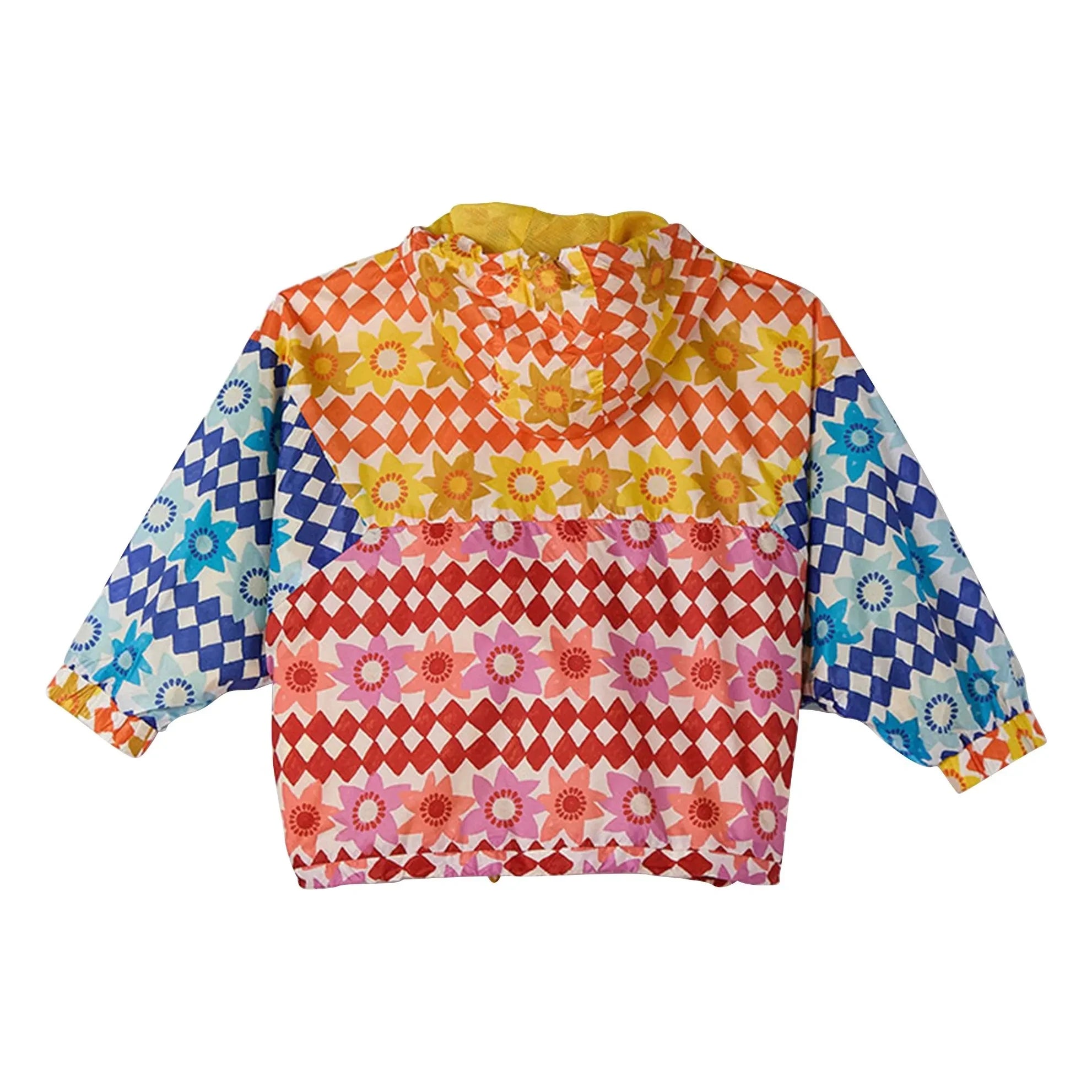 Fabula - Damier Fleurs Windjacke | Orange