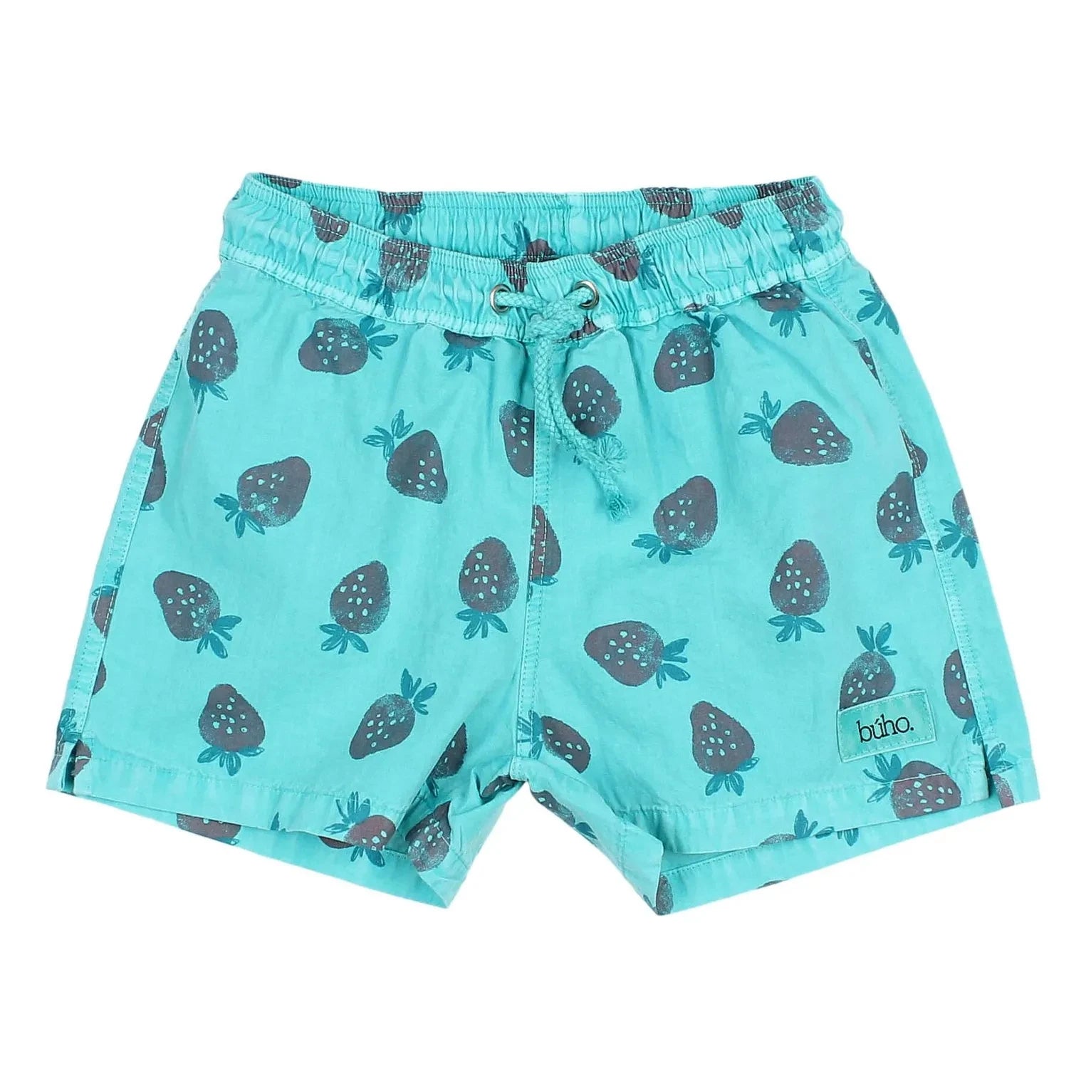 Búho - Erdbeer Popeline Bio-Baumwoll-Badeshorts | Türkis