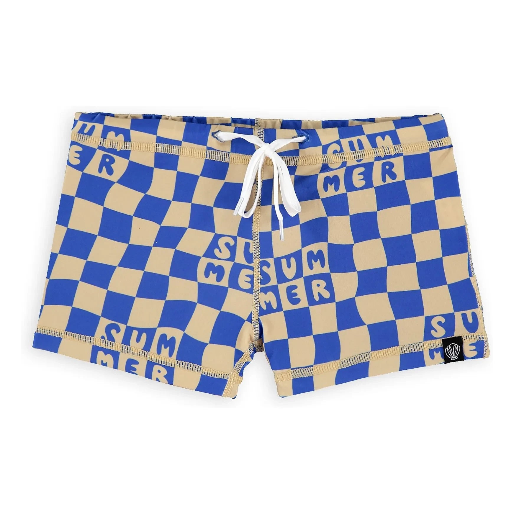 Beach & Bandits - Blau karierte Sommer-UV-Schutz-Badeshorts aus recycelten Fasern