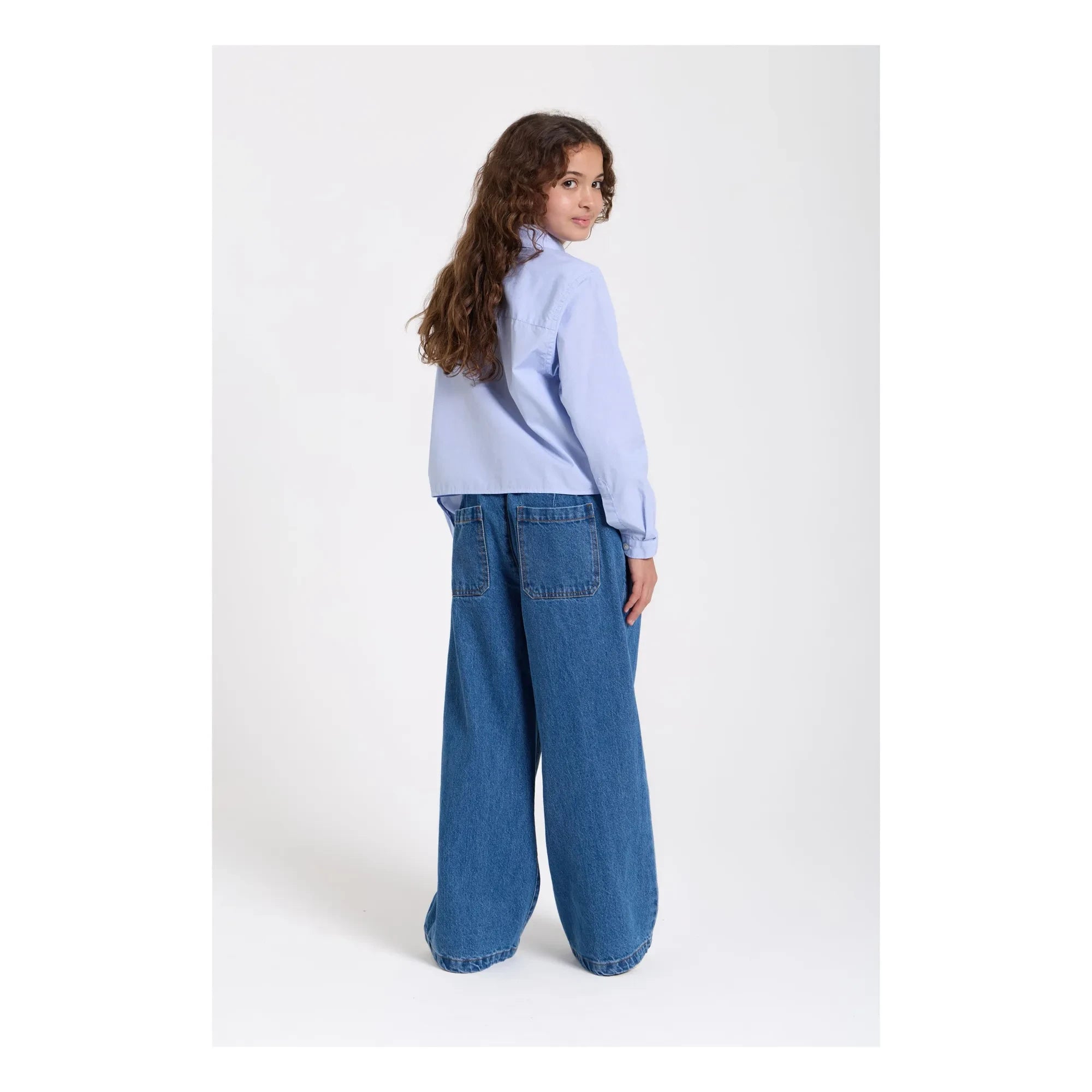 Smallable Kid - Clara Gestreiftes Kurzarmhemd | Hellblau