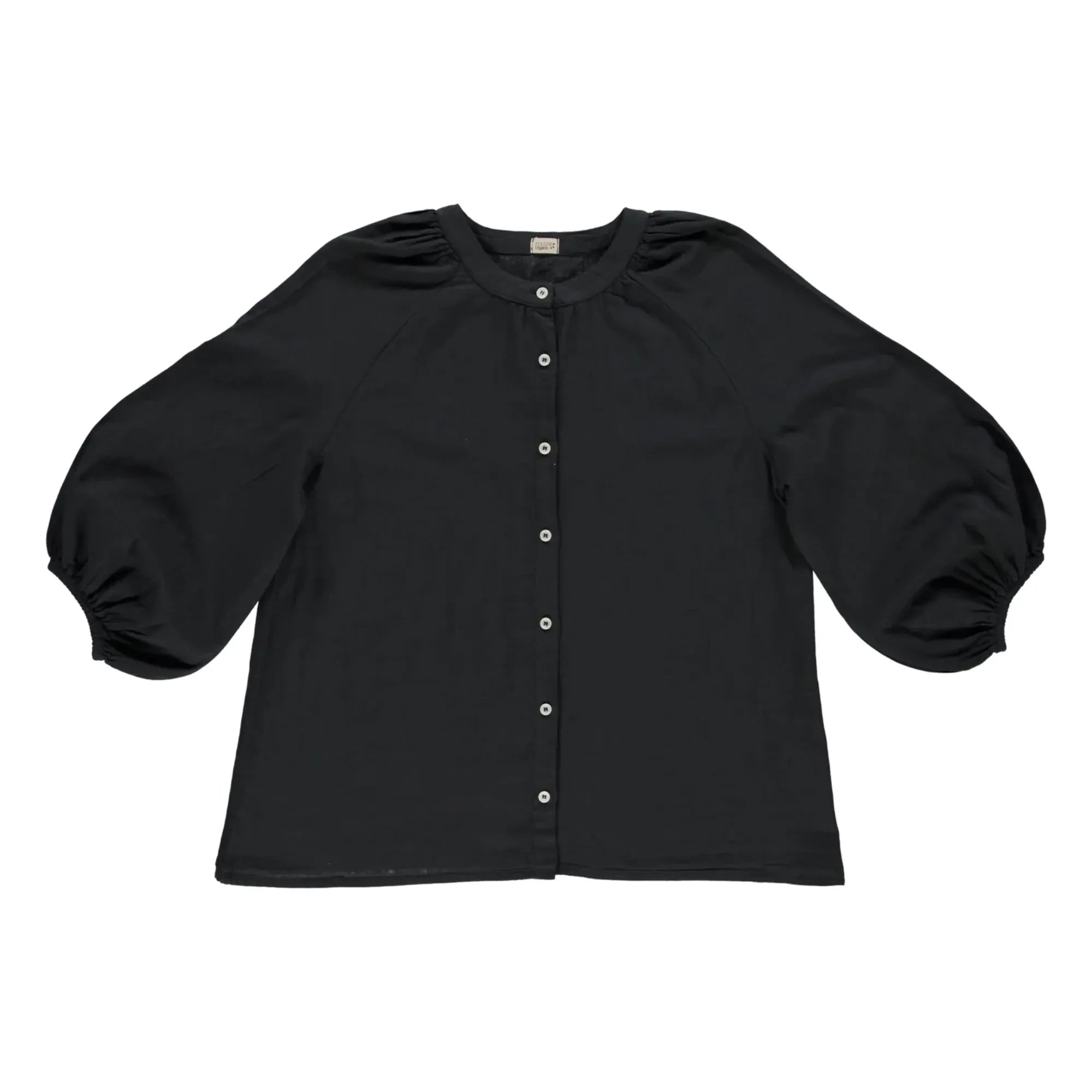 Poudre Organic - Onager Bluse Doppellagige Baumwollgaze - Damenkollektion | Schwarz