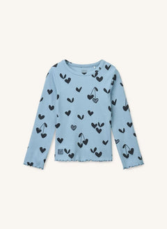 Liewood - Nieve Plissee Herz T-Shirt aus Bio-Baumwolle | Blau