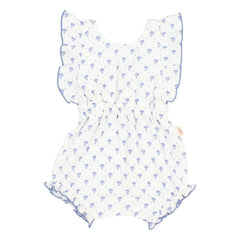 Búho - Bali Shorts aus Baumwoll-Musselin mit Blumenmuster | Indigoblau