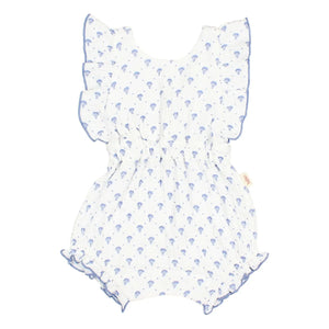 Búho - Bali Shorts aus Baumwoll-Musselin mit Blumenmuster | Indigoblau