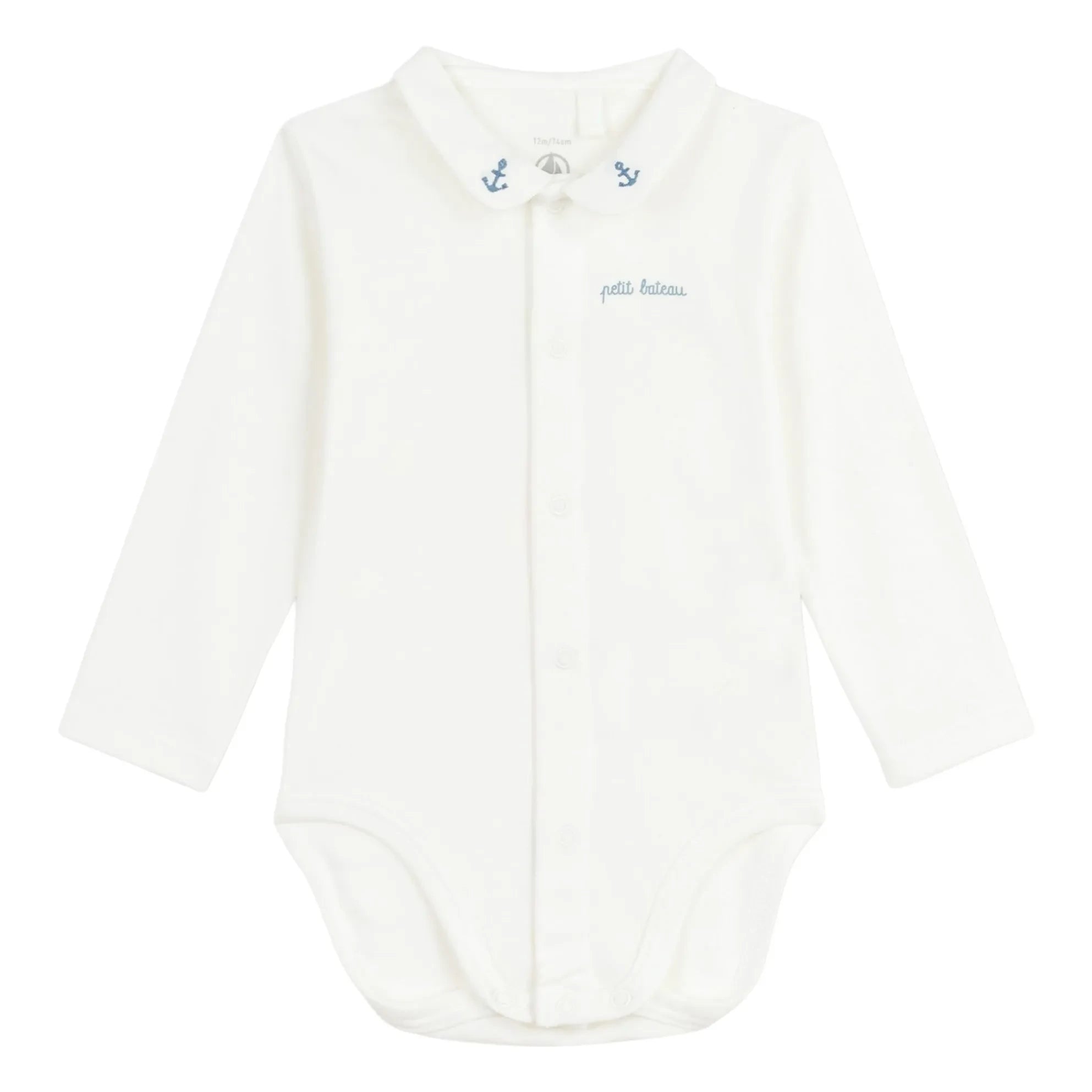 Petit Bateau - Body mit gesticktem Kragen aus Bio-Baumwolle | Blau