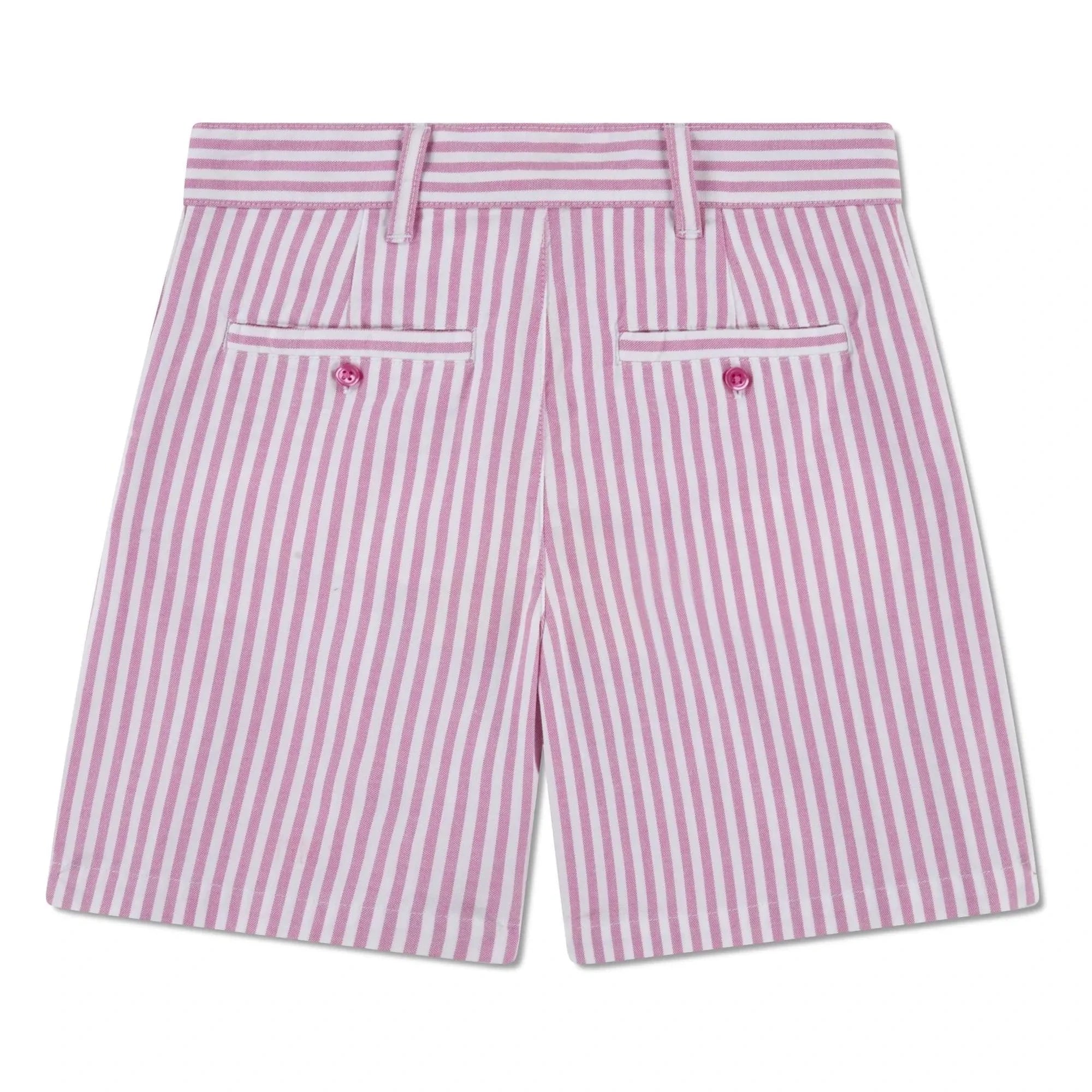 Lacoste - Gestreifte Bio-Baumwoll-Pinch-Shorts | Rosa