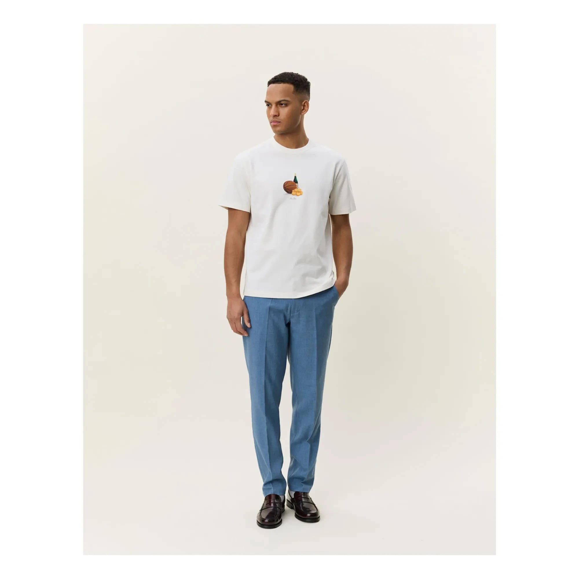Les Deux - T-Shirt mit Zitrone | Gebrochenes Weiß