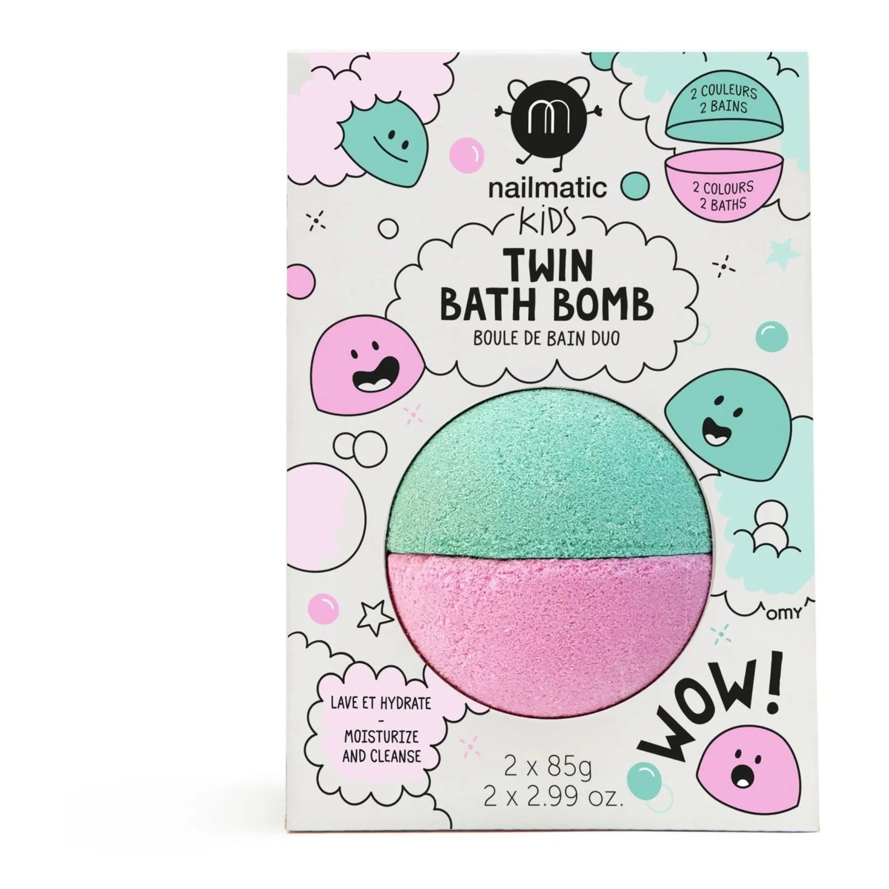 Nailmatic Kids - Rosa und Lagoon Grün Doppelpack Badebomben