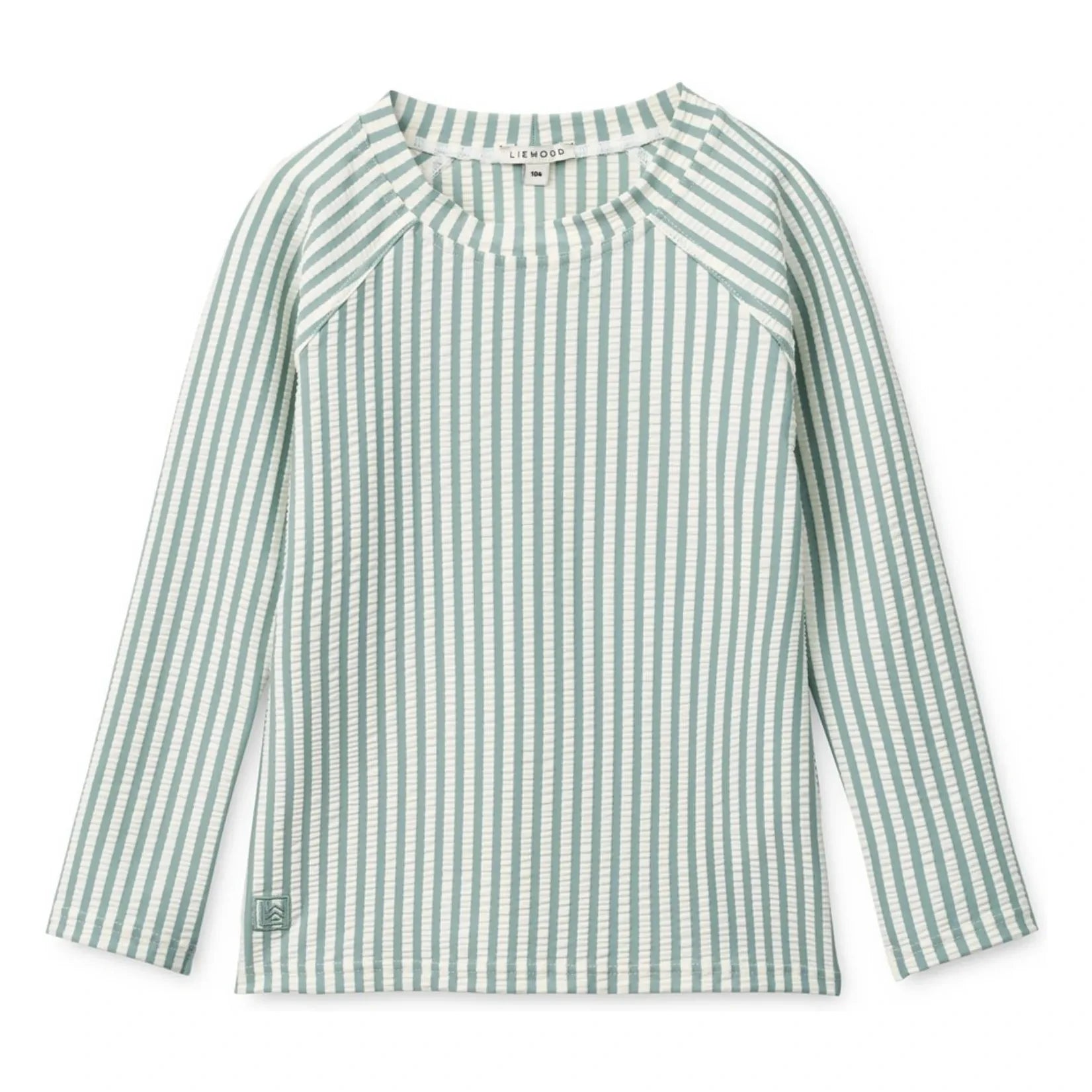 Liewood - Noah Gestreiftes Seersucker UV-Schutz T-Shirt Recycelte Fasern | Grün
