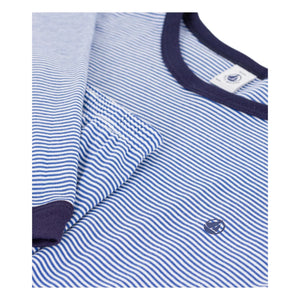 Petit Bateau - Organik pamuklu çizgili dar kesim pijama | Lacivert