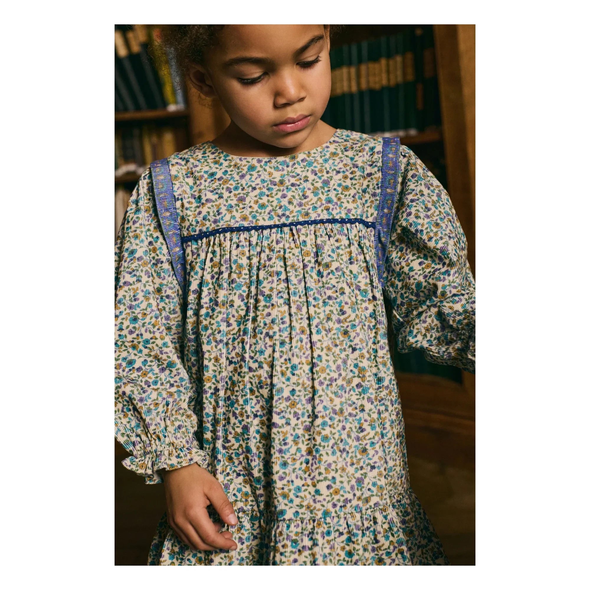 Louise Misha - Isatys Kleid Geblümt aus Feincord | Blau