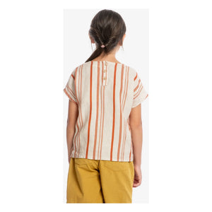 Matona - Easy Gestreiftes Leinen-T-Shirt | Gebrochenes Weiß