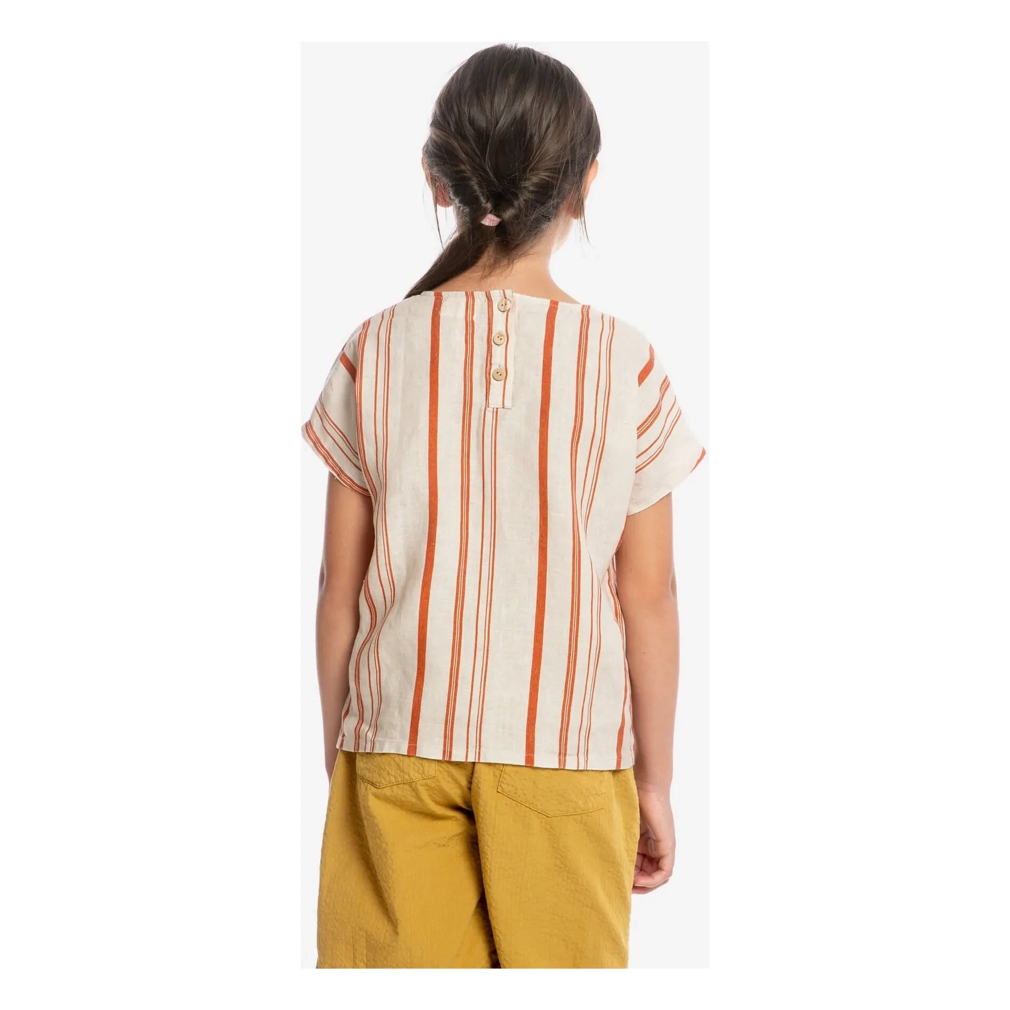 Matona - Easy Gestreiftes Leinen-T-Shirt | Gebrochenes Weiß