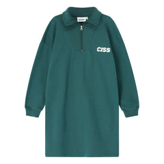 Cos I Said So - Kleid aus Bio-Baumwolle mit halbem Reißverschluss | Dunkelgrün