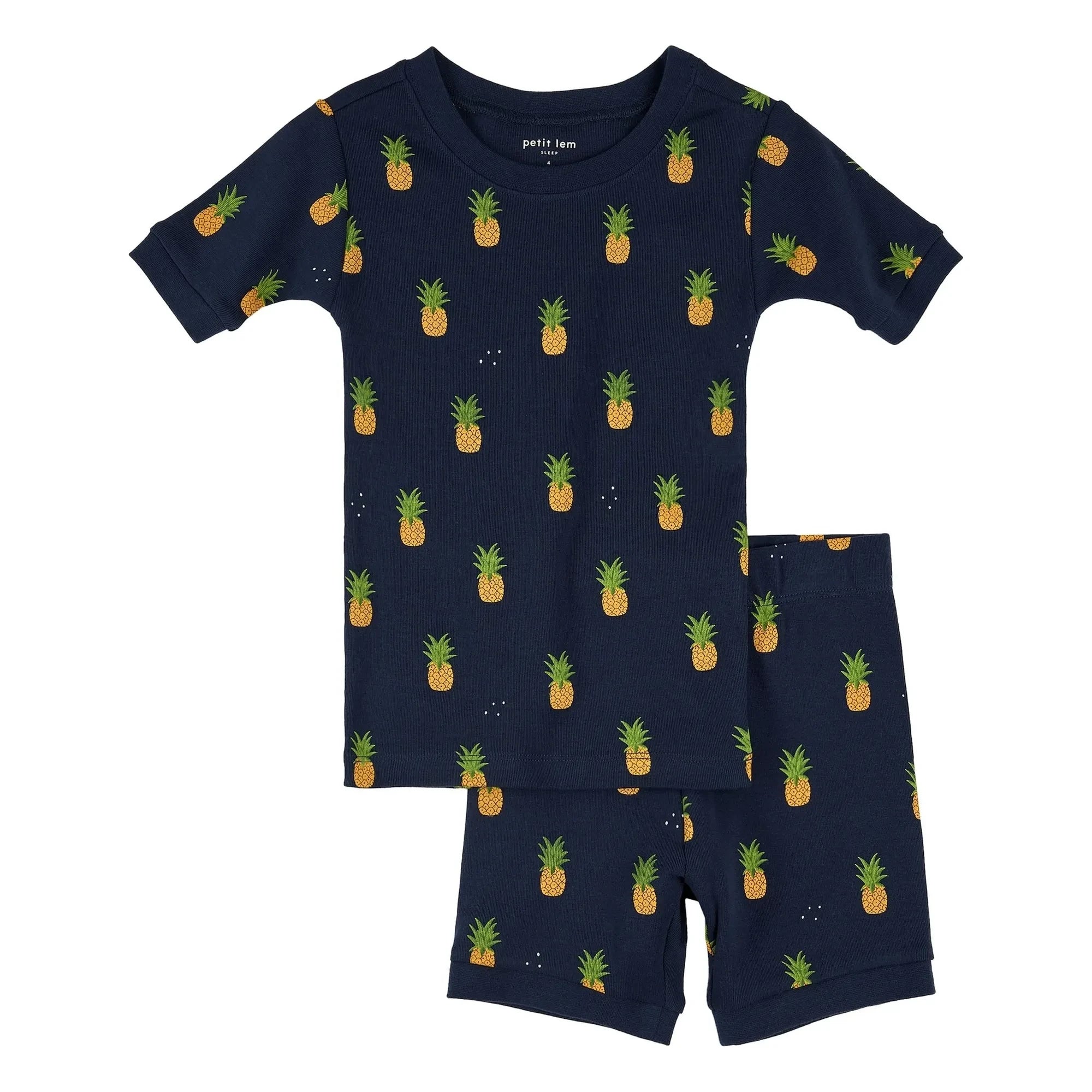 Petit Lem - Schlafanzug aus Bio-Baumwolle mit Ananas-Muster | Mitternachtsblau