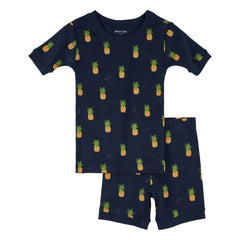 Petit Lem - Schlafanzug aus Bio-Baumwolle mit Ananas-Muster | Mitternachtsblau