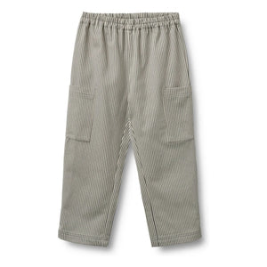Wheat - Gestreifte Bio-Baumwollhose Kalloa | Grau