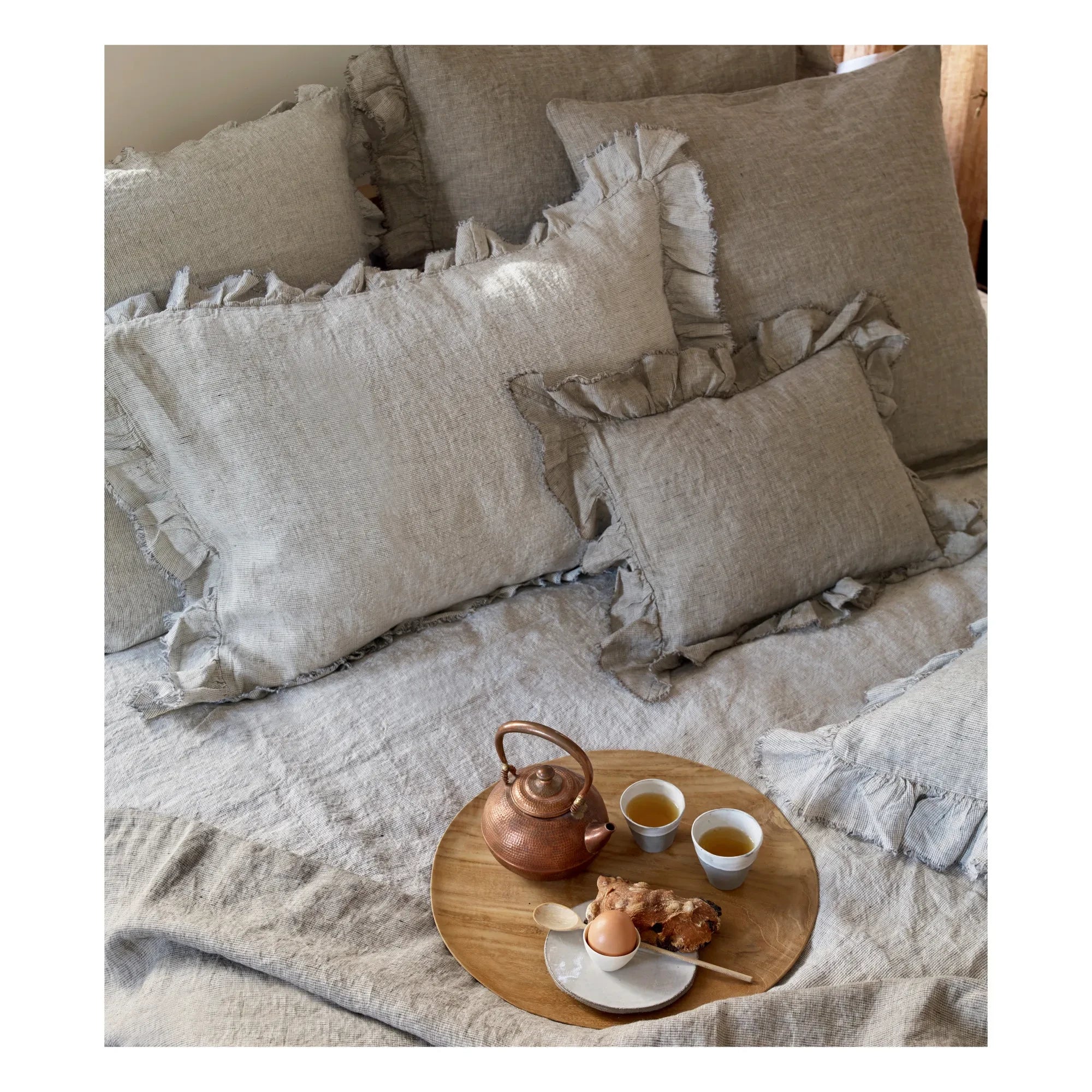 Maison de Vacances - Boho Gewaschenes Leinen-Kissenbezug | Stein