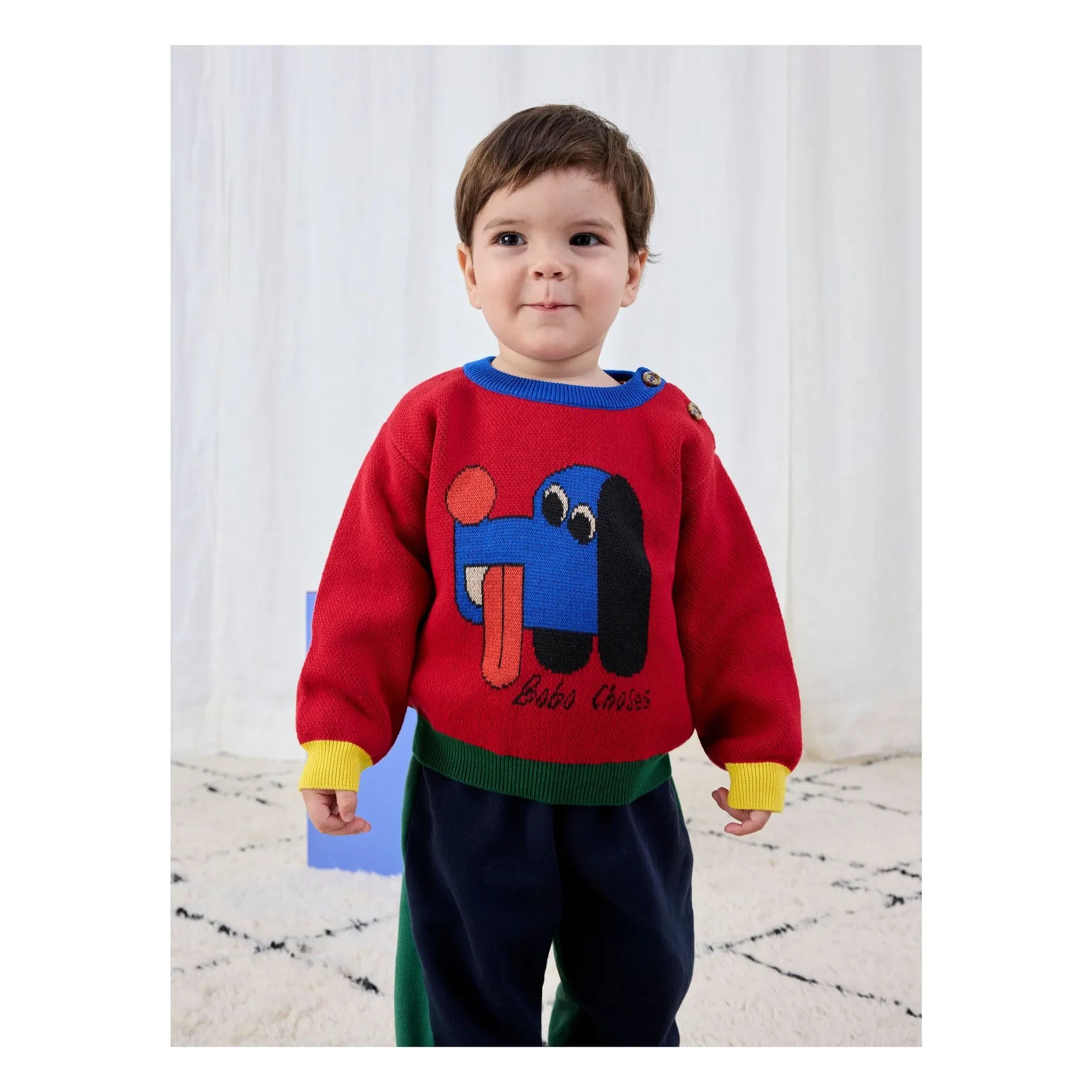Bobo Choses - Colorblock Bio-Baumwoll-Hundepullover Baby | Rot
