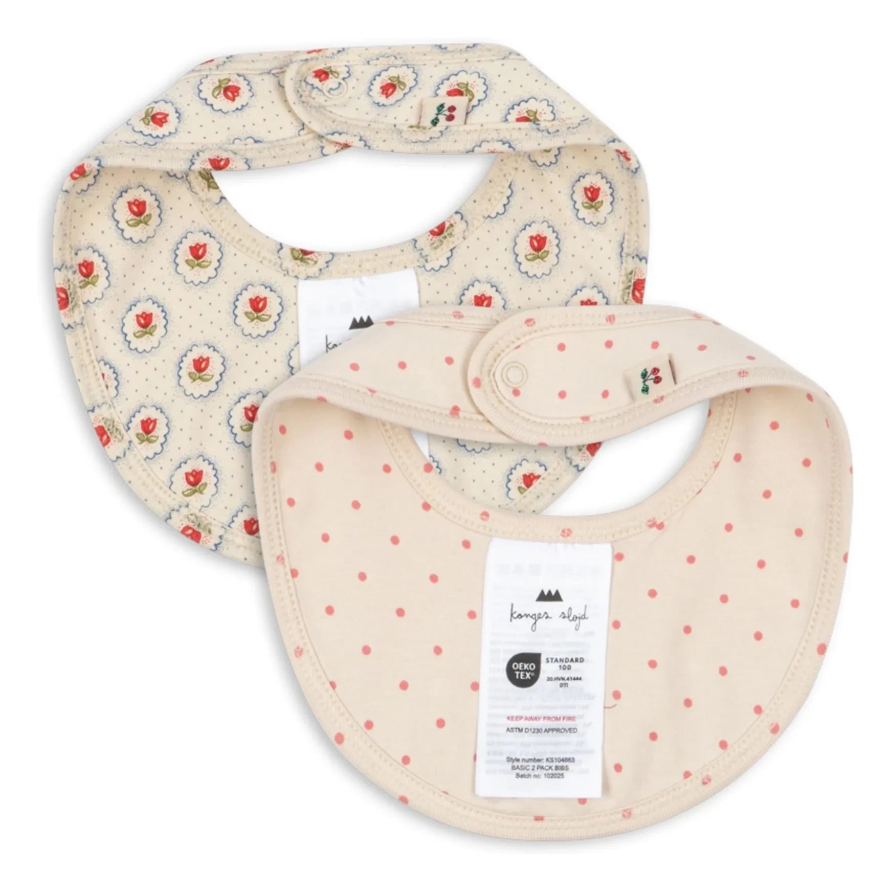 Konges Sløjd - Lätzchen mit Pirouetten-Motiv – 2er-Set | Ecru