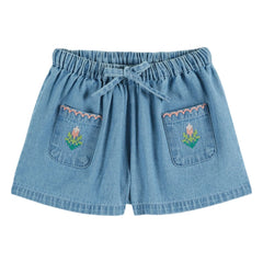 Emile et Ida – Bestickte Jeans-Shorts | Blau