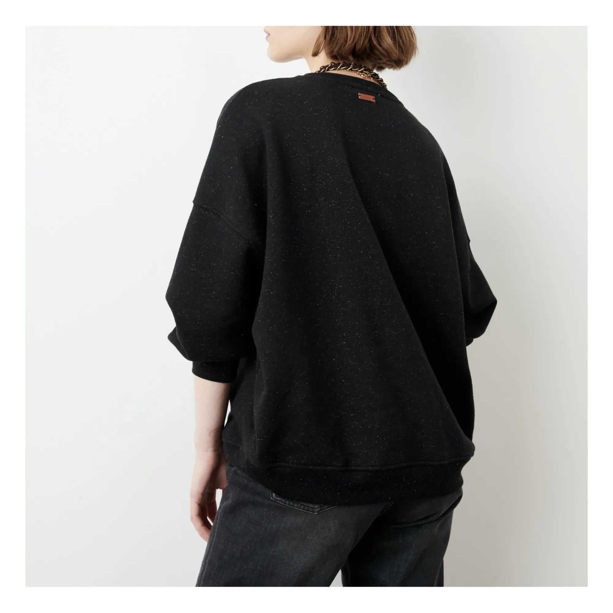 Sessùn – Chebbi Gepunktetes Baumwoll-Sweatshirt | Schwarz