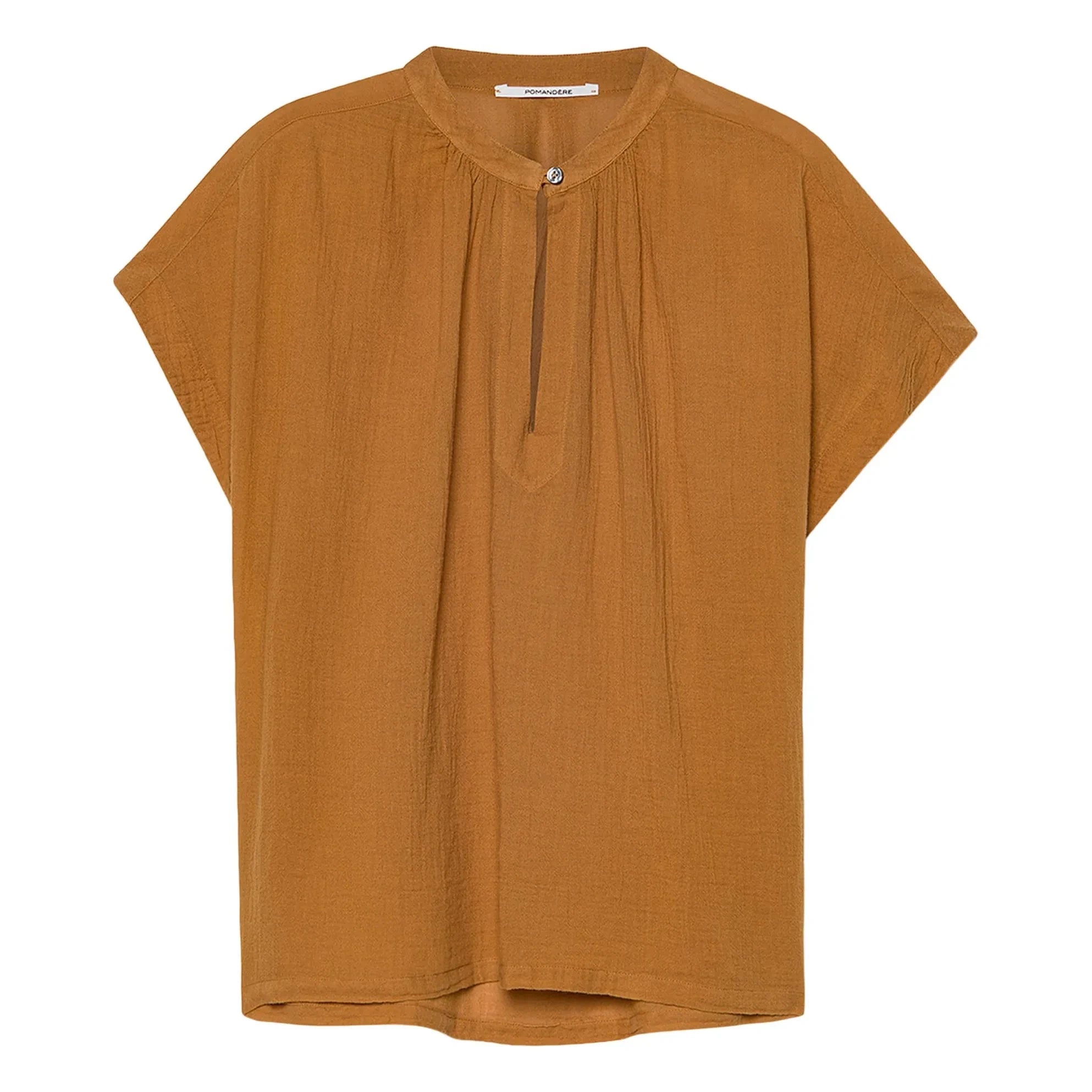Pomandère - Kurzärmelige Bluse aus Bio-Baumwollgaze | Aprikose