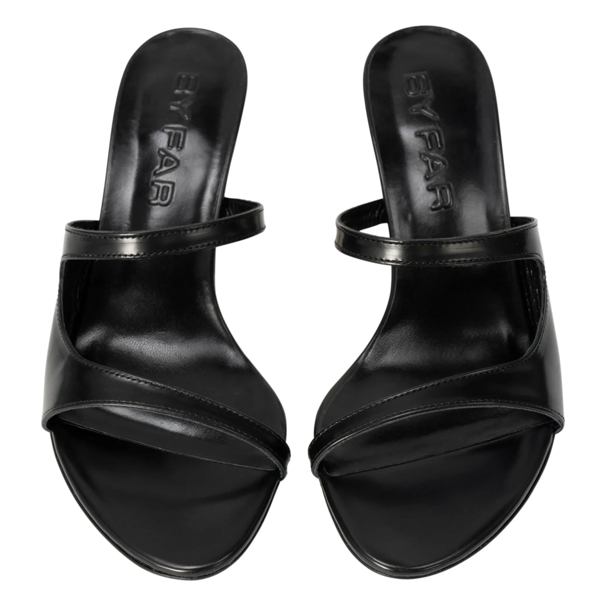 BY FAR - Serena Stiletto-Absatzschuhe aus semi-glänzendem Leder | Schwarz