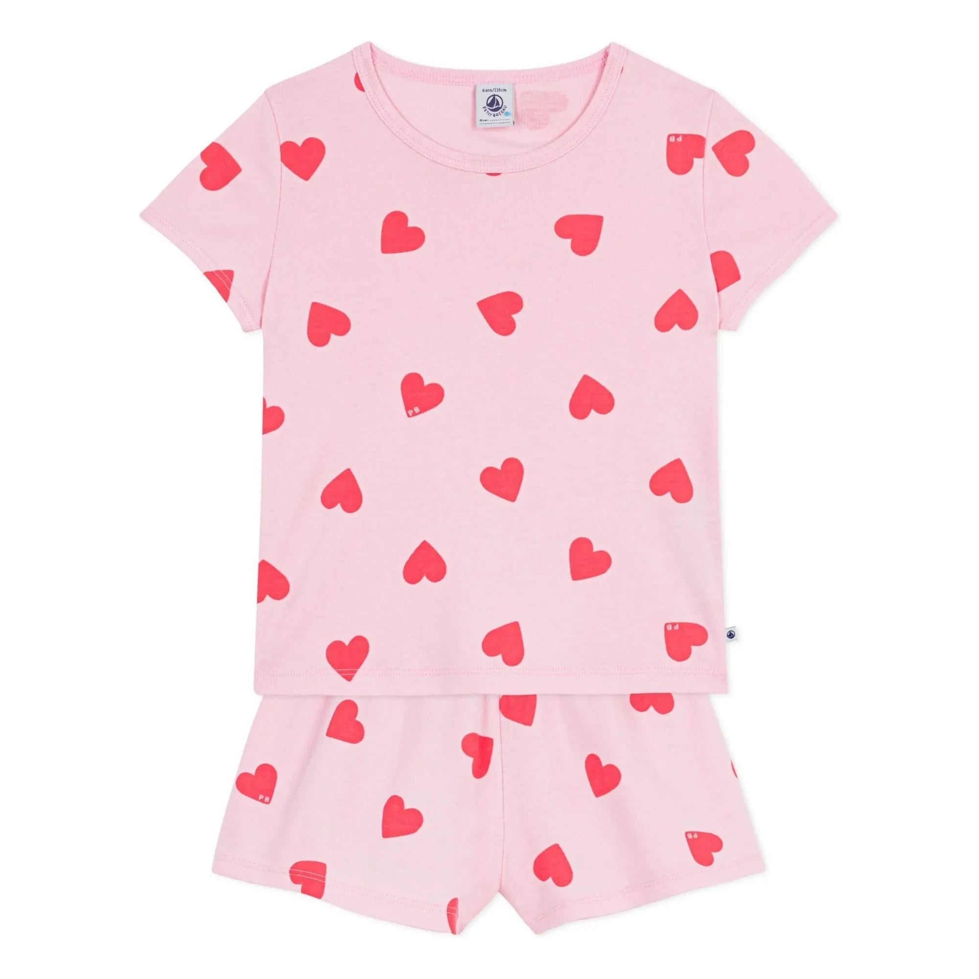 Petit Bateau - Kalp Desenli Şort Pijama | Pembe