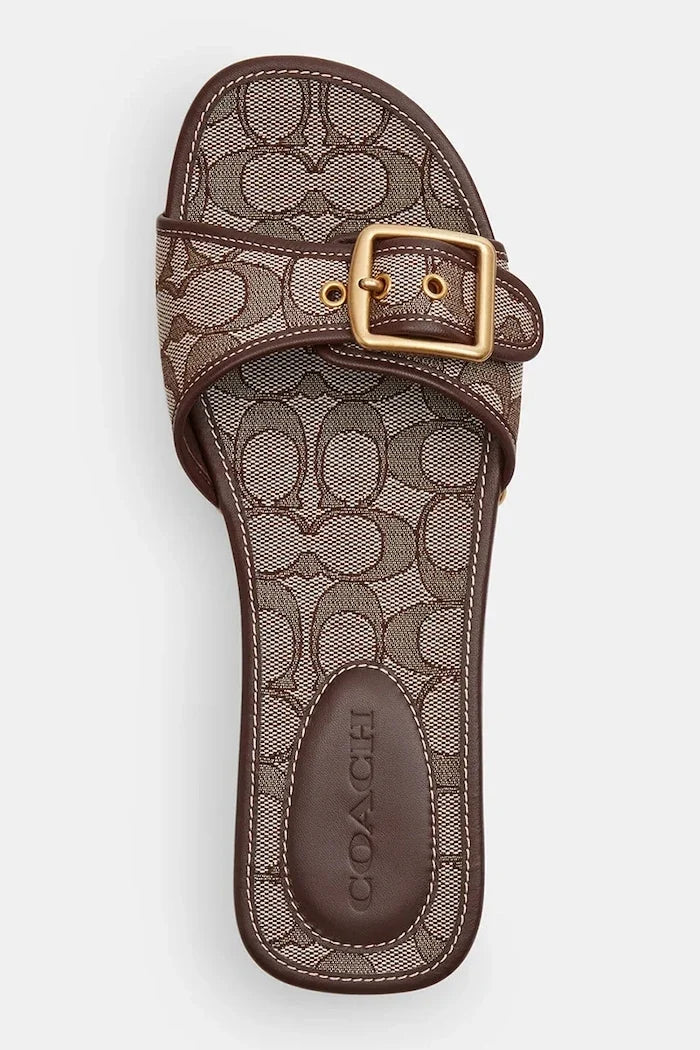 Coach Kadın Alçak Topuklu Deri Terlik Margot Signature Jacquard