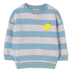 Cozmo - Kelly Gestreifter Fleece-Sweatshirt | Hellblau
