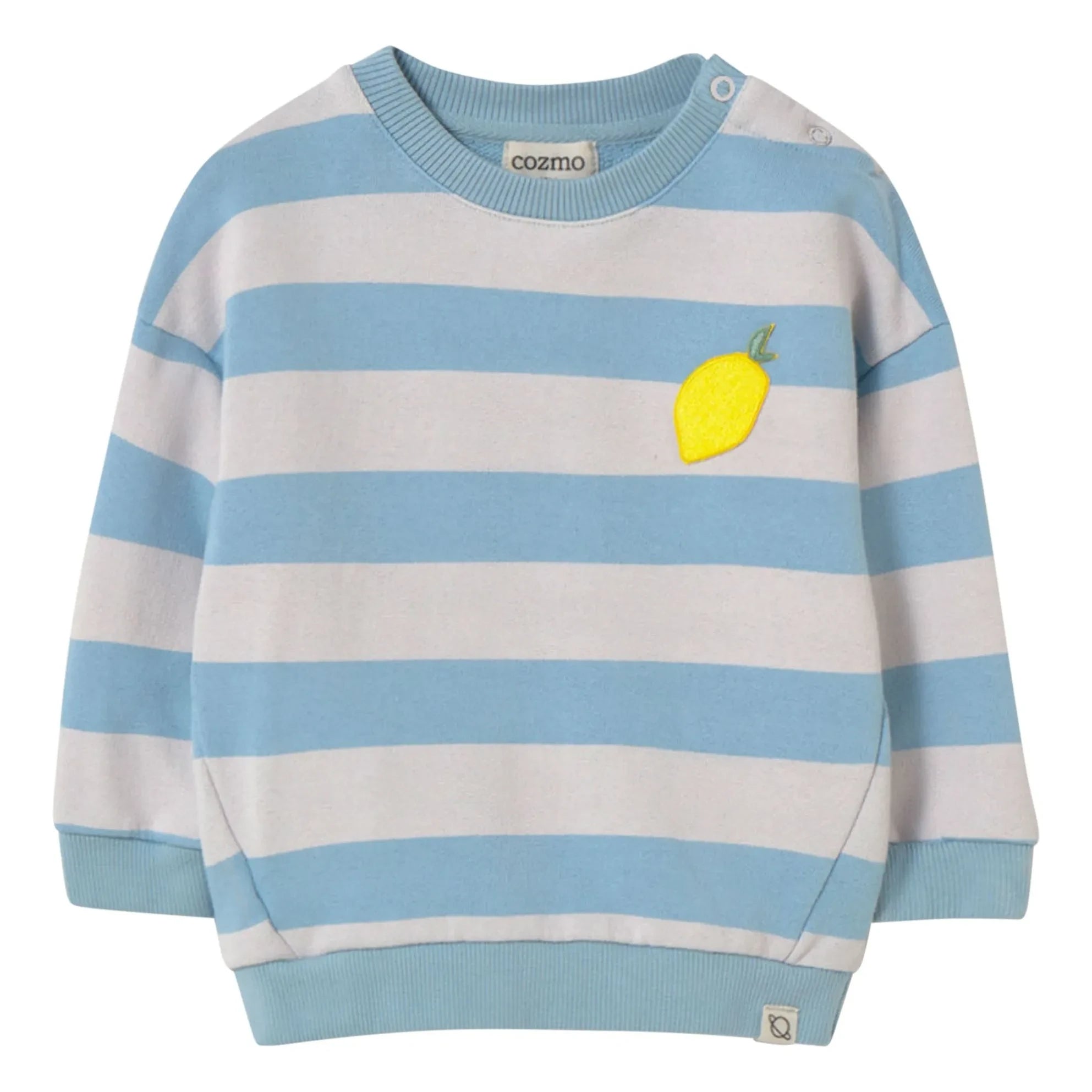 Cozmo - Kelly Gestreifter Fleece-Sweatshirt | Hellblau