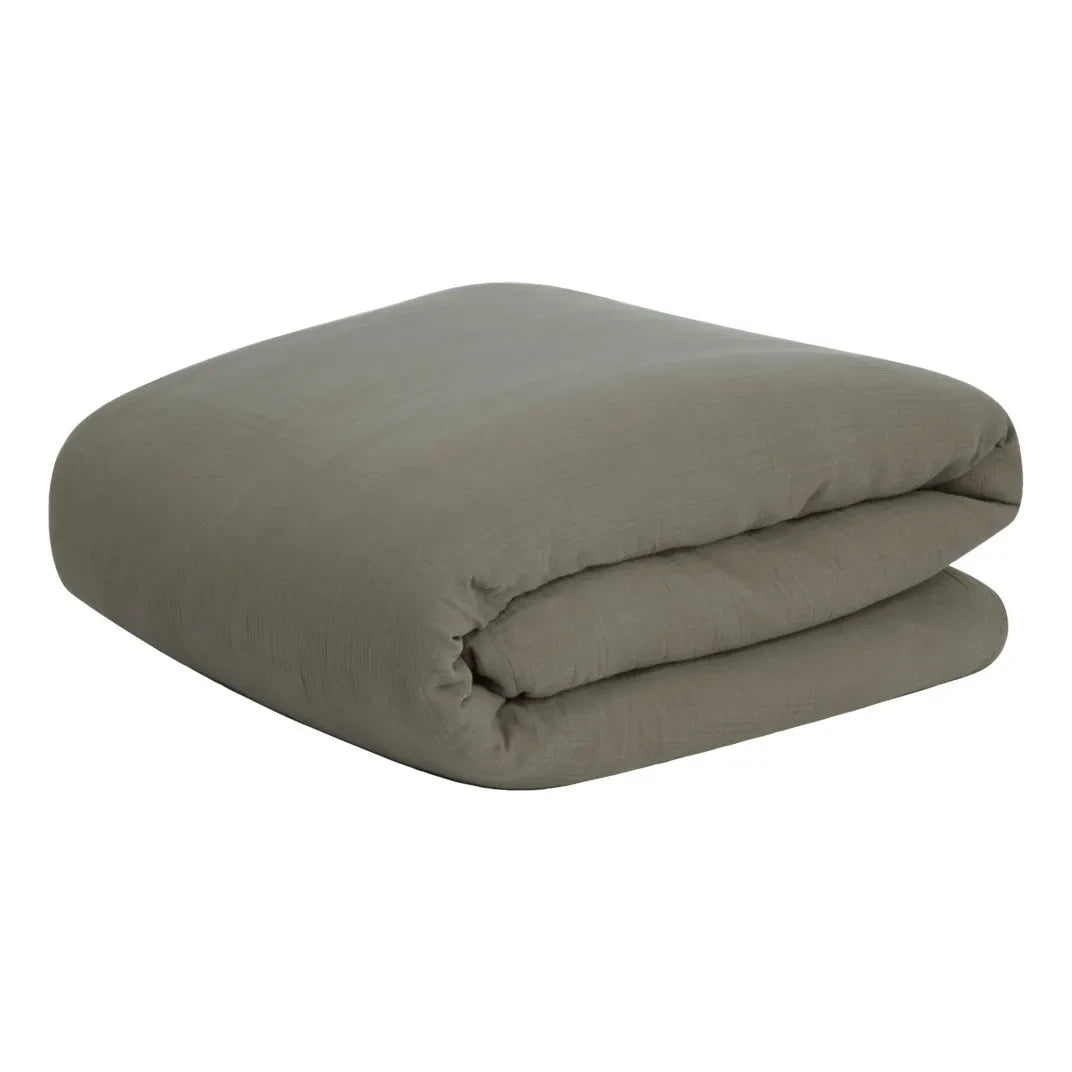 garbo&friends - Geranium Baumwoll-Musselin-Bettbezug | Khaki