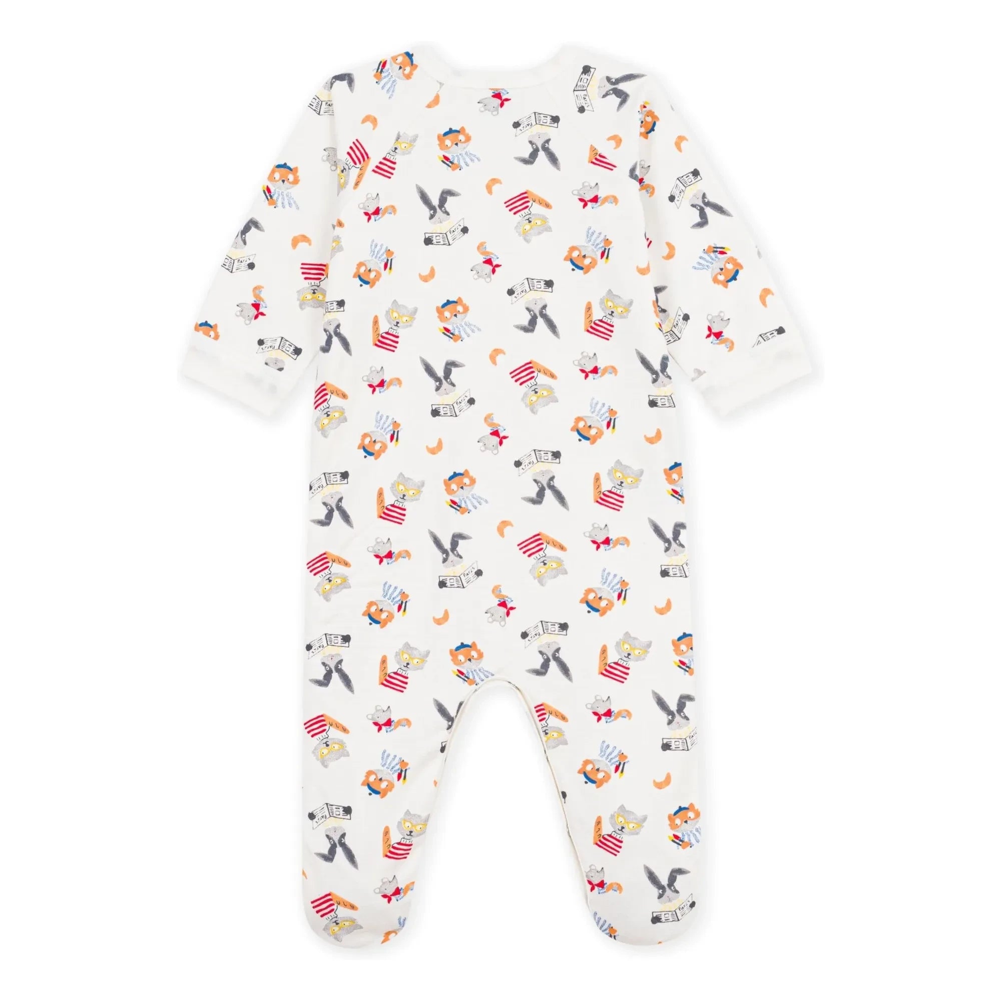 Petit Bateau - Dors Bien Animaux organik pamuklu polar pijama | Beyaz