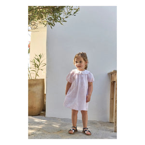 Tartine et Chocolat - Gestreiftes Kleid mit Claudine-Kragen und Stickerei | Puderrosa