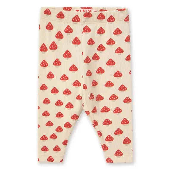 Tinycottons – Leggings aus Bio-Baumwolle mit Rippstrick und Korkdetails | Ecru