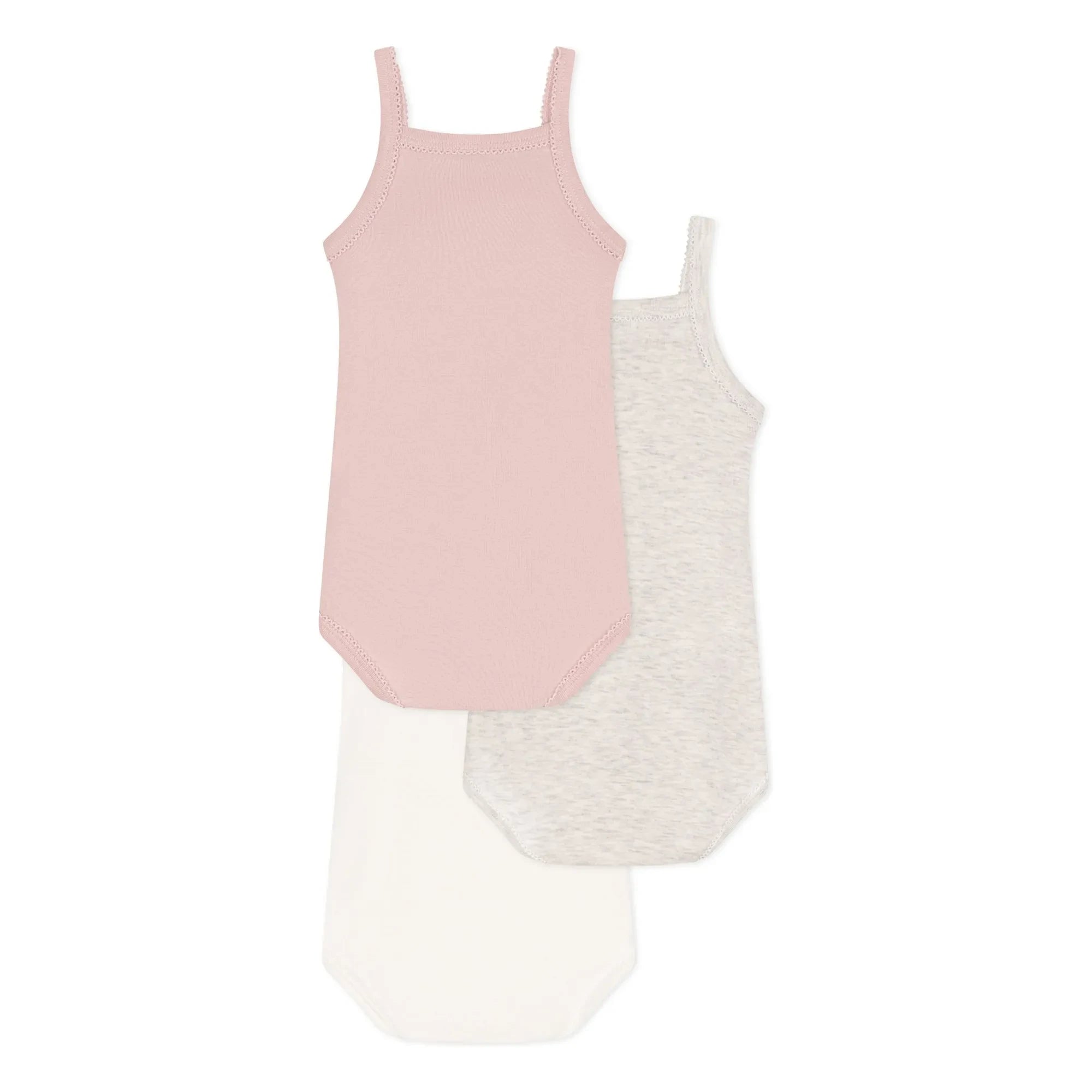 Petit Bateau - 3er-Set trägerlose Bodys aus Bio-Baumwolle | Puderrosa