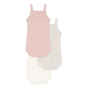 Petit Bateau - 3er-Set trägerlose Bodys aus Bio-Baumwolle | Puderrosa