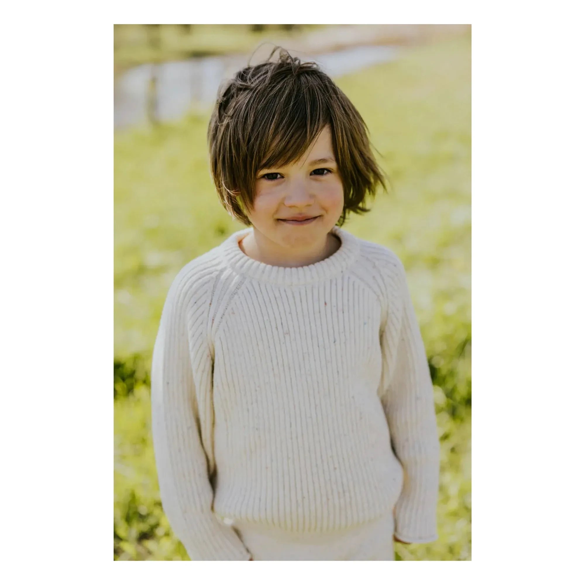 Yuki - Gerippter Pullover aus Bio-Baumwolle | Heather Weiß