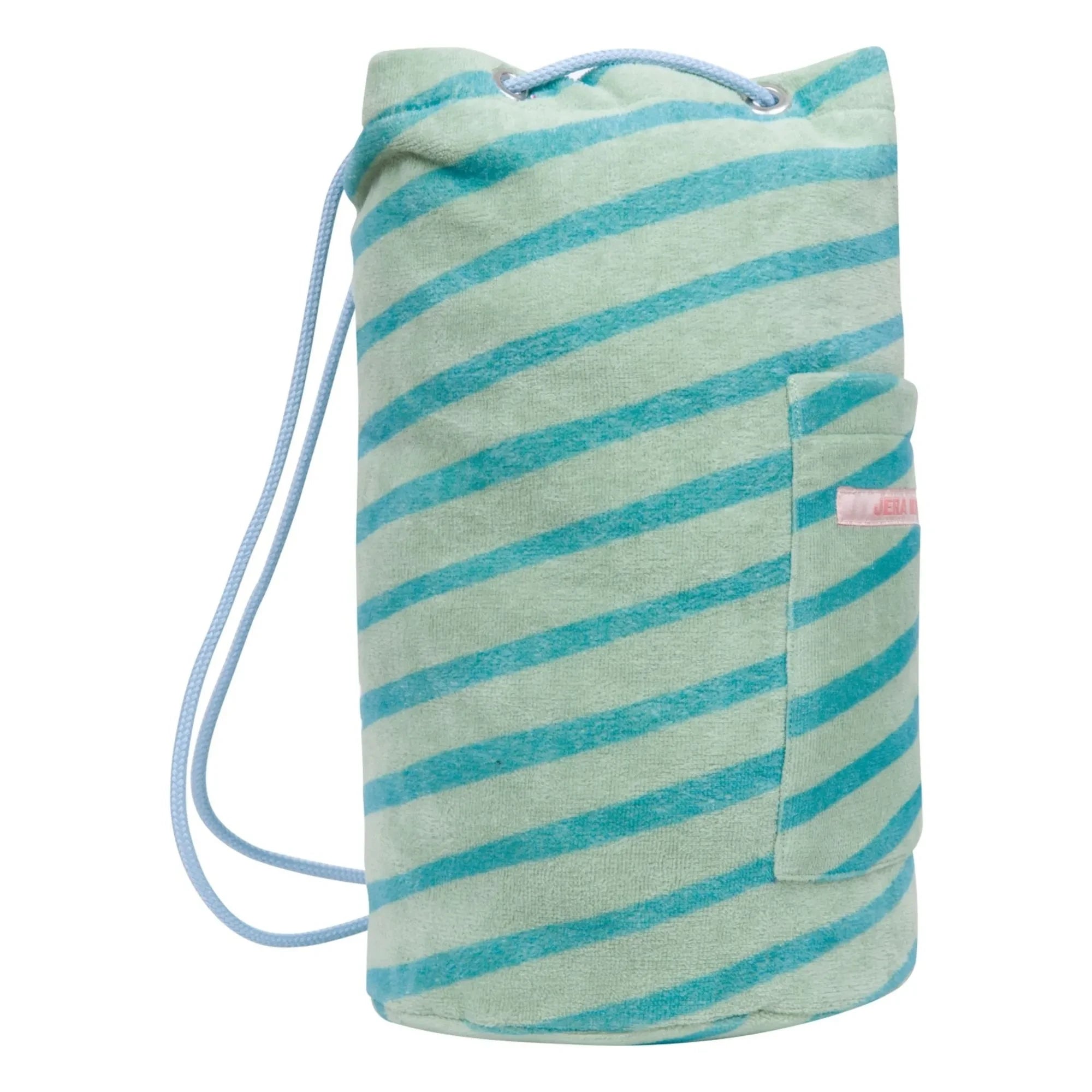 Jera Mini - Gestreifter Rucksack mit Handtuchtasche | Grün