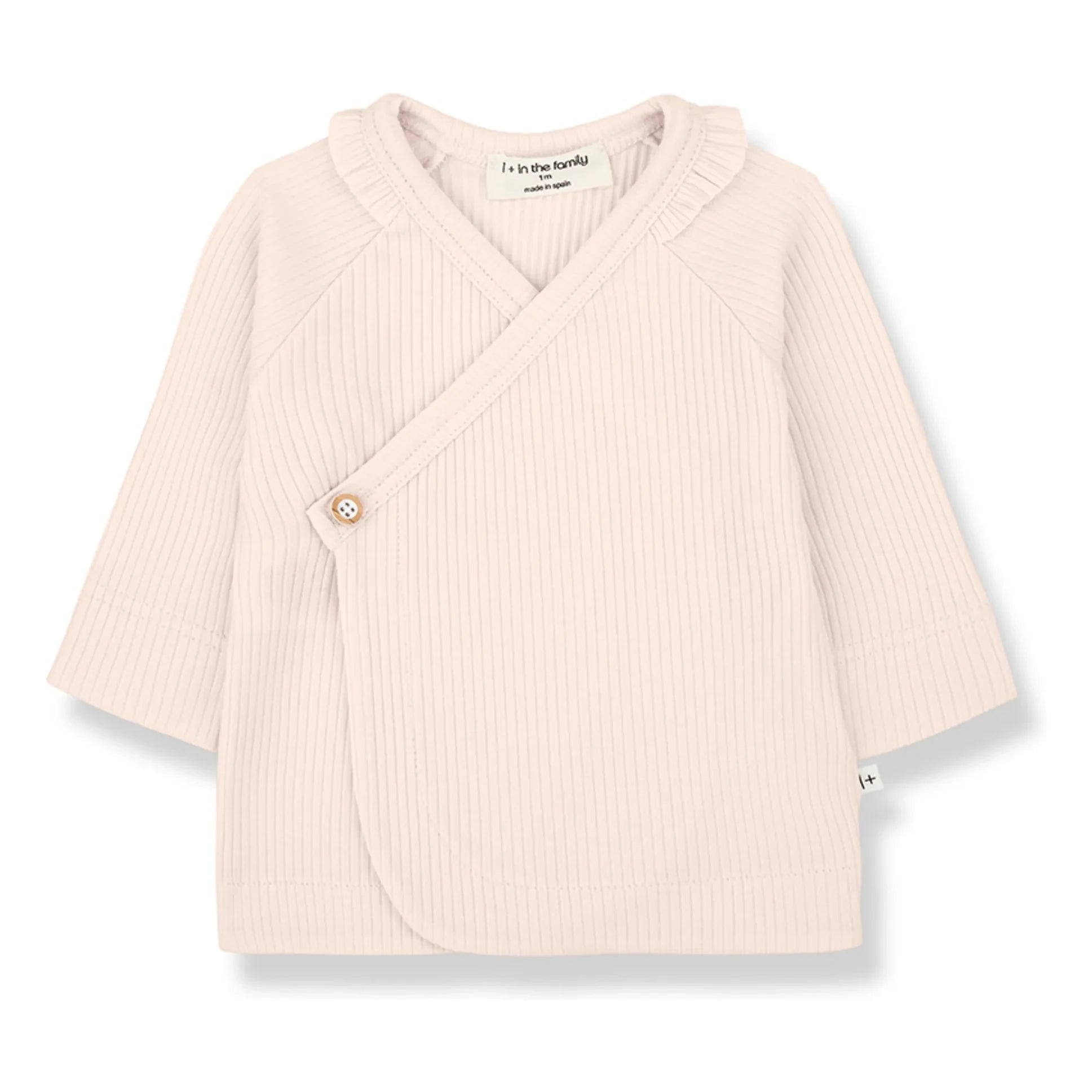 1+ in the family – Caterina T-Shirt mit Rüschenkragen | Beige-Rosa