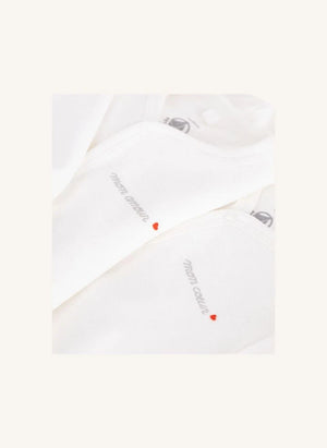 Petit Bateau - 2-teiliges Samt-Organik-Baumwoll-Pyjama-Set | Weiß